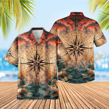 UNIJAMES COMPASS OCEAN HAWAIIAN SHIRT