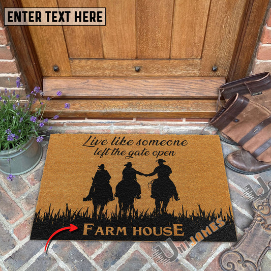 Uni Horse Custom Farm Name Live Like Someone Left The Gate Open Coir Doormat For Rodansan