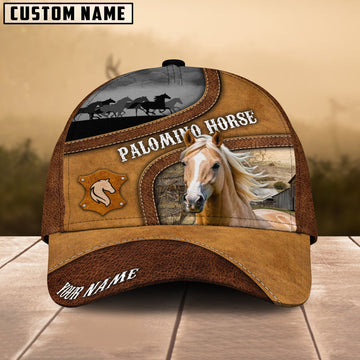 Uni Palomino Brown Curved Leather Pattern Personalized Name Cap