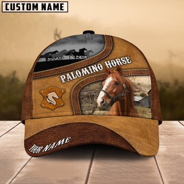 Uni Thoroughbred Brown Curved Leather Pattern Personalized Name Cap