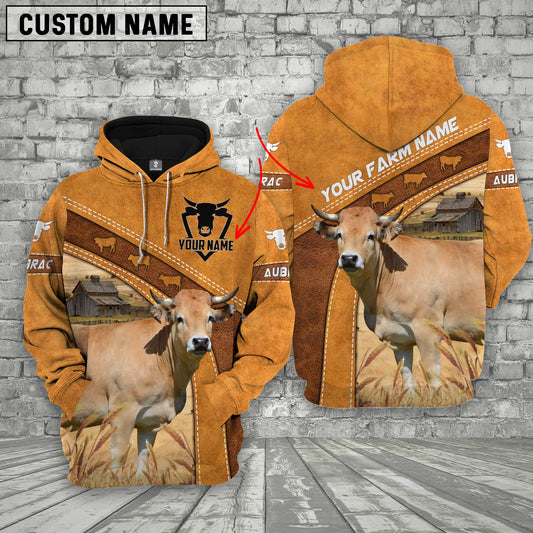 Uni Personalized Name Aubrac Cattle Hoodie TT1