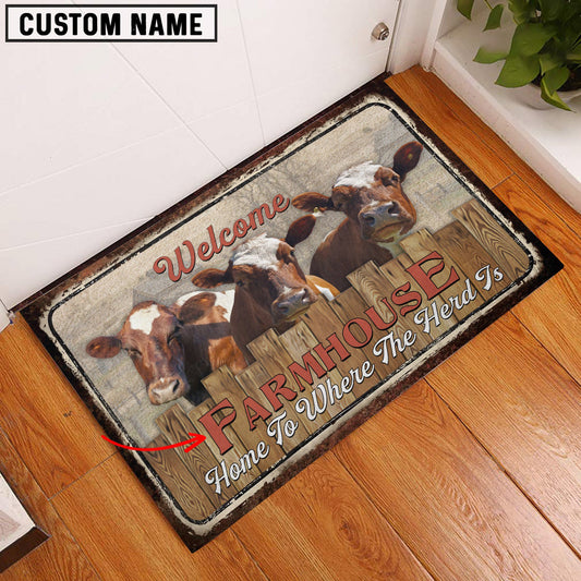 Uni Ayrshires Custom Name- Home To Where The Herd Is FarmHouse Doormat