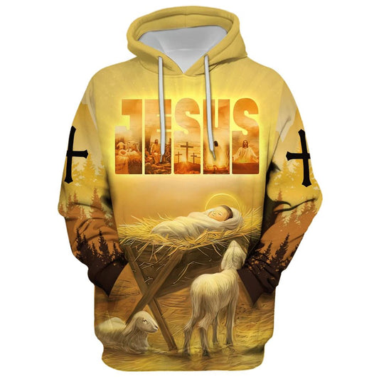 Uni Baby Jesus In A Manger Hoodies, Jesus Coming Back As A King Hoodie For Men & Women, God 3D Printed Hoodie, Christian Apparel Hoodies