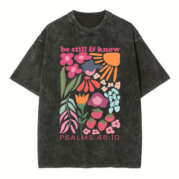 Be Still And Know Boho Christian Washed T-Shirt Sale - GuidingCross