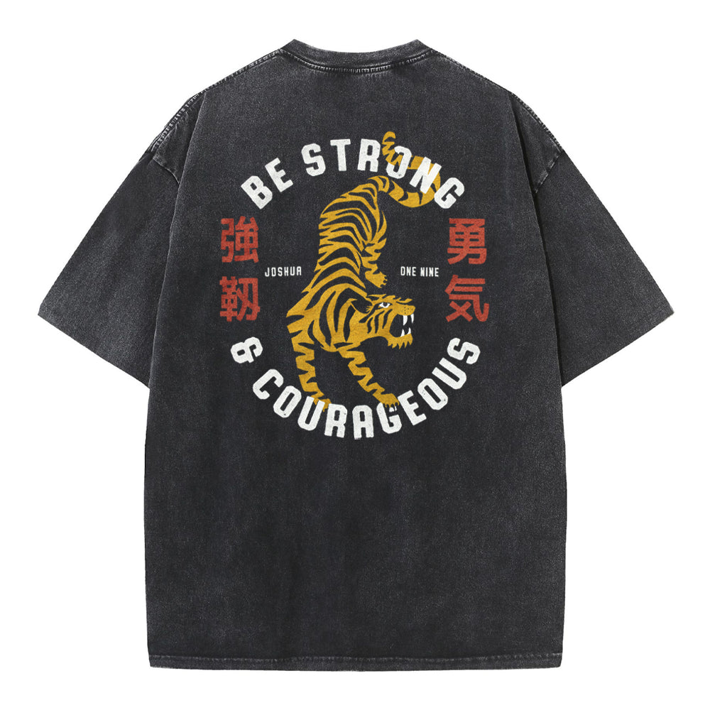 Be Strong And Courageous Christian Washed T-Shirt Sale - GuidingCross