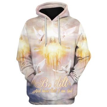 Uni Be Still And Know That I Am God Hoodie Jesus And Dove Hoodies Jesus Hoodie Men & Women, God 3D Printed Hoodie, Christian Apparel Hoodies