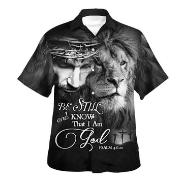 UniJames Be Still And Know That I Am God Lion Hawaiian Shirts For Men - Christian Hawaiian Shirt - Hawaiian Summer Shirts