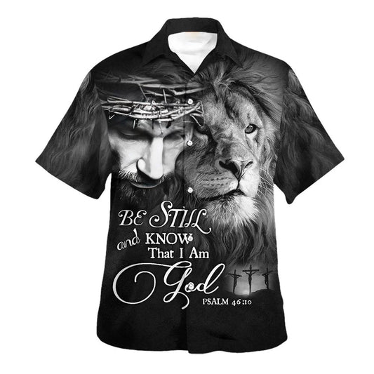 UniJames Be Still And Know That I Am God Lion Hawaiian Shirts For Men - Christian Hawaiian Shirt - Hawaiian Summer Shirts