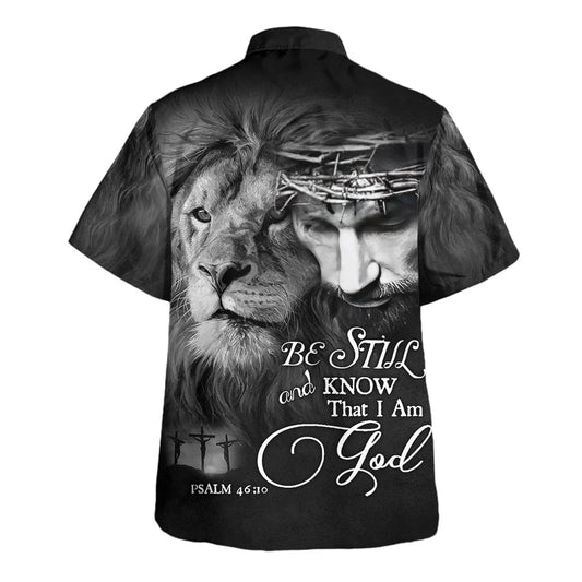 UniJames Be Still And Know That I Am God Lion Hawaiian Shirts For Men - Christian Hawaiian Shirt - Hawaiian Summer Shirts