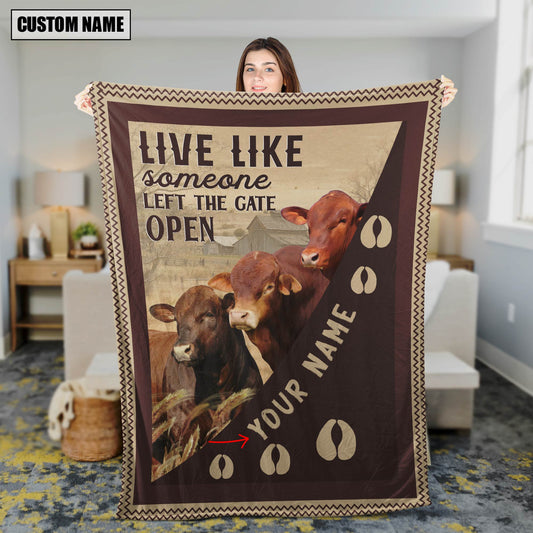 Uni Personalized Beefmaster Live Like Someone Left The Gate Open Blanket