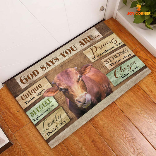 God Says You Are - Beefmaster Cattle Doormat