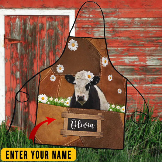 Uni Personalized Name Belted Galloway Cattle All Over Printed 3D Apron