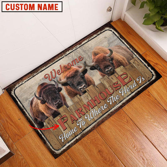 Uni Bison Welcome Custom Name Doormat