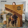 Uni Personalized Name Bison Brownie Background Blanket