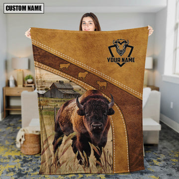 Uni Personalized Name Bison Brownie Background Blanket