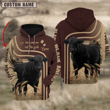 Uni Personalized Name Black Angus Cattle Hoodie TT2