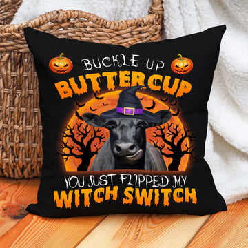 Uni Happy Halloween Black Angus Buckle Up Butter Cup Pillow Case