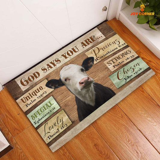 God Says You Are - Black Baldy Cattle Doormat