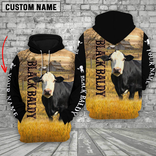 Uni Personalized Name Black Baldy Cattle On The Farm 3D Shirt