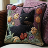 Black Cat Garden Quilted Pillow Case NCU0DV5861