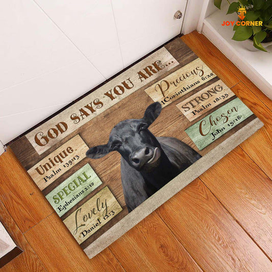 God Says You Are - Black Angus Cattle Doormat