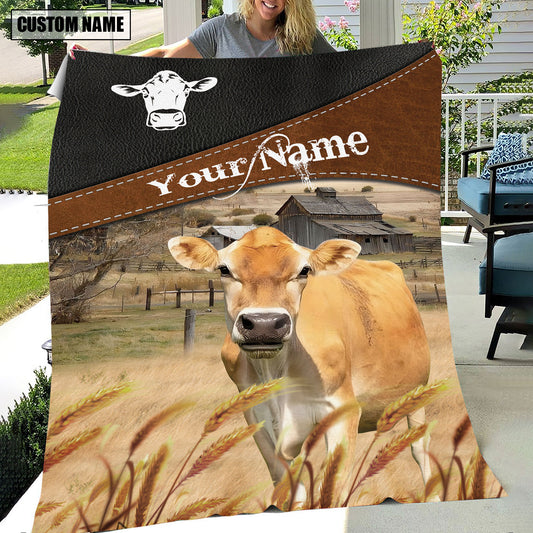 Uni Jersey Cattle On The Field Customized Name 3D Blanket