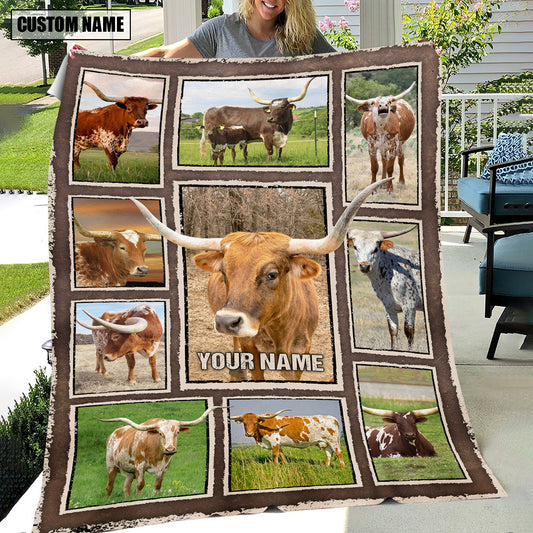 Uni Custom Name Texas Longhorn Frame Blanket