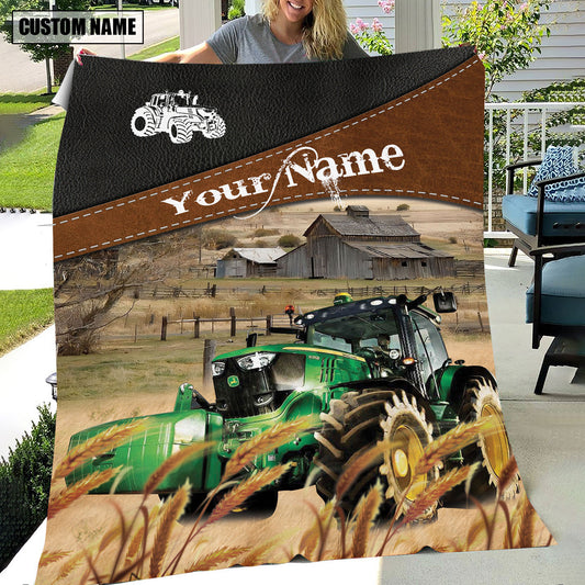 Uni Tractor Cattle On The Field Customized Name 3D Blanket