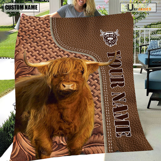 Uni Highland Farming Pattern Customized Name 3D Blanket