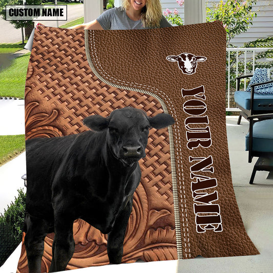 Uni Black Angus Farming Pattern Customized Name 3D Blanket