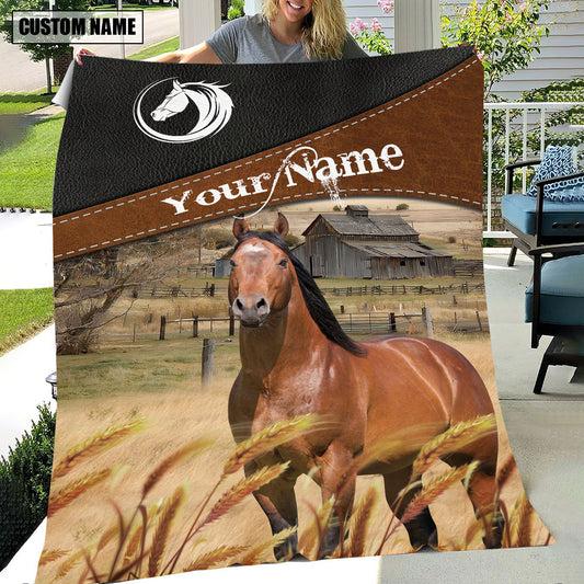 Uni Horse Cattle On The Field Customized Name 3D Blanket