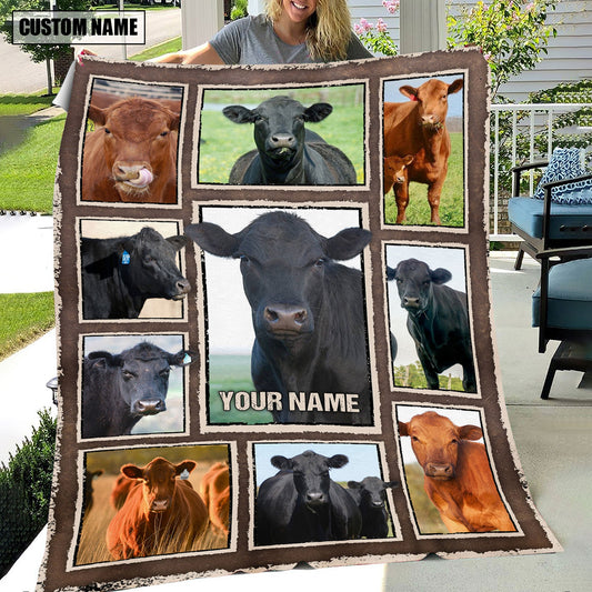 Uni Custom Name Black Angus & Red Angus Frame Blanket