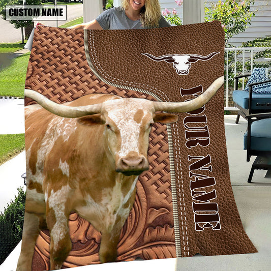 Uni Texas Longhorn Farming Pattern Customized Name 3D Blanket