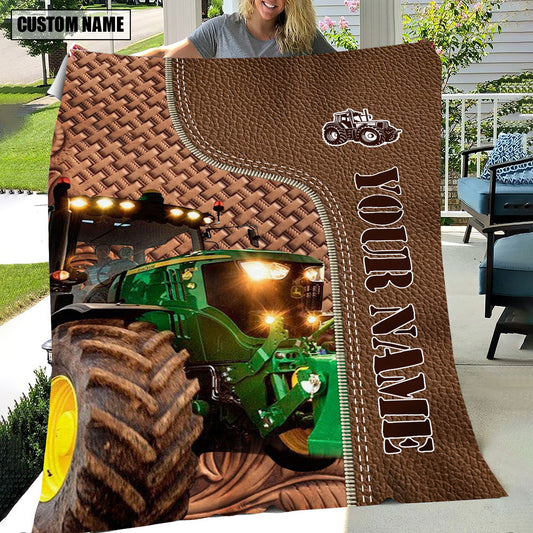 Uni Tractor Farming Pattern Customized Name 3D Blanket