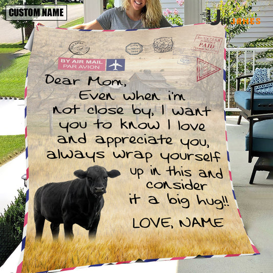 Uni Custom Name Black Angus Letter Family Blanket