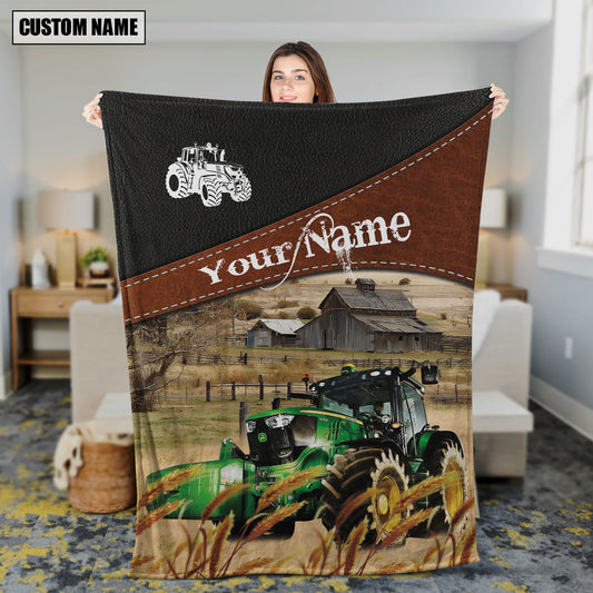 Uni Tractor Cattle On The Field Customized Name 3D Blanket
