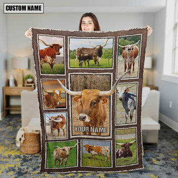 Uni Custom Name Texas Longhorn Frame Blanket