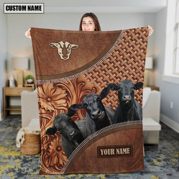 Uni Black Angus Happiness Customized Name 3D Blanket