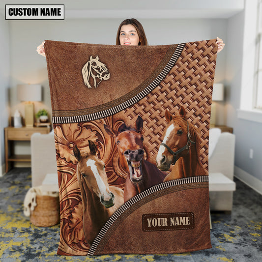 Uni Horse Happiness Customized Name 3D Blanket