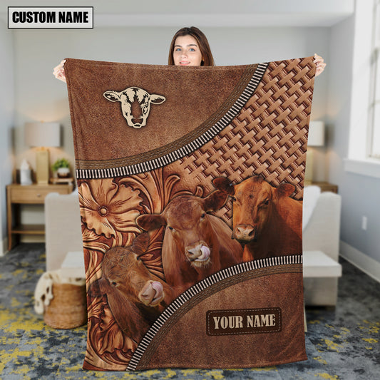 Uni Red Angus Happiness Customized Name 3D Blanket