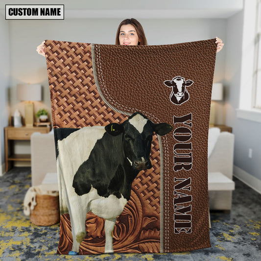 Uni Holstein Farming Pattern Customized Name 3D Blanket