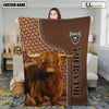 Uni Highland Farming Pattern Customized Name 3D Blanket