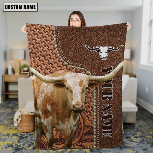 Uni Texas Longhorn Farming Pattern Customized Name 3D Blanket