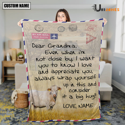 Uni Custom Name Charolais Letter Family Blanket