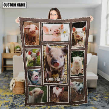 Uni Custom Name Pig Frame Blanket