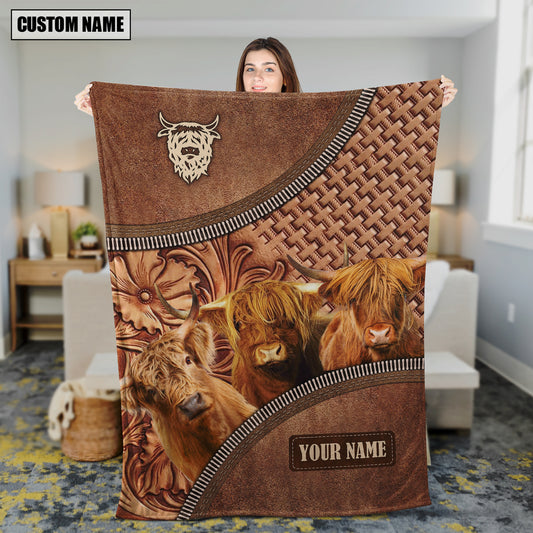 Uni Highland Happiness Customized Name 3D Blanket