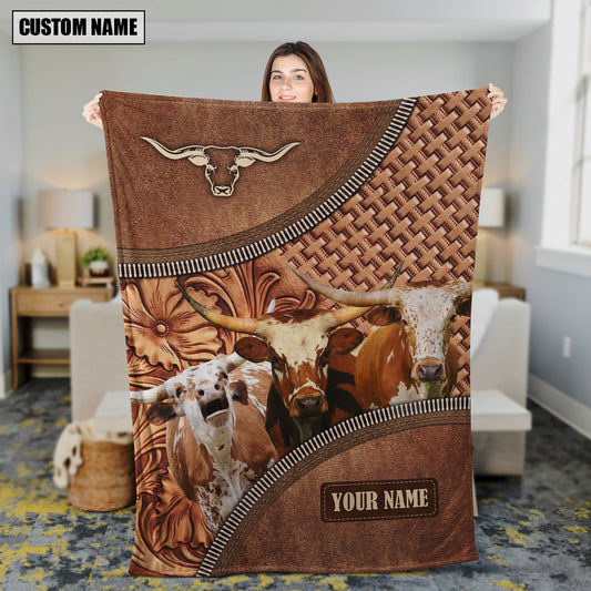Uni Texas Longhorn Happiness Customized Name 3D Blanket