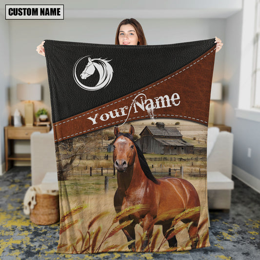 Uni Horse Cattle On The Field Customized Name 3D Blanket