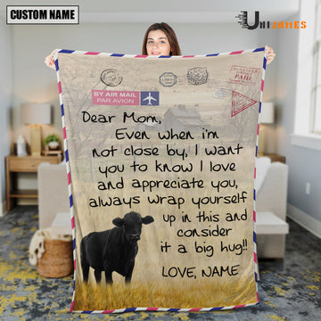 Uni Custom Name Black Angus Letter Family Blanket