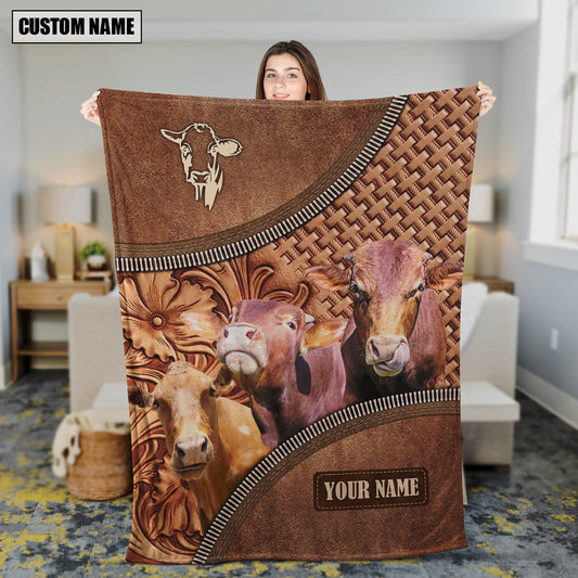 Uni Beefmaster Happiness Customized Name 3D Blanket